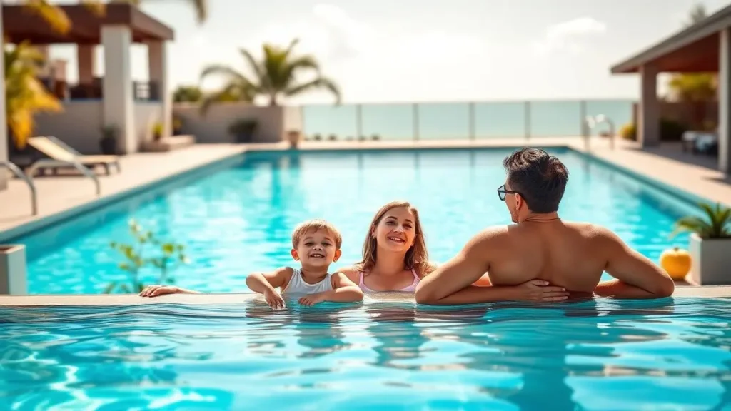 Family in Pool permit
